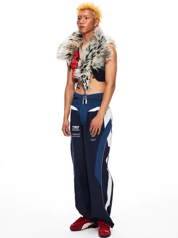 Deconstructed Patchwork Wide-Leg Sports Pants 3