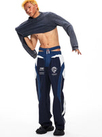 Deconstructed Patchwork Wide-Leg Sports Pants 4