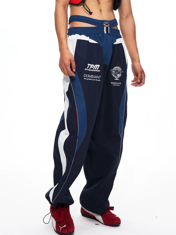 Deconstructed Patchwork Wide-Leg Sports Pants 5