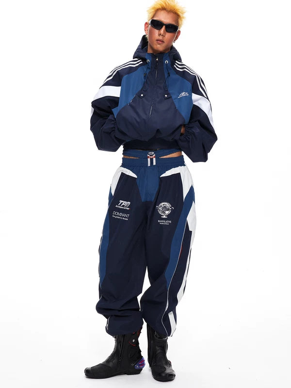 6194522971823,6194522971824,6194522971825, Deconstructed Patchwork Wide-Leg Sports Pants