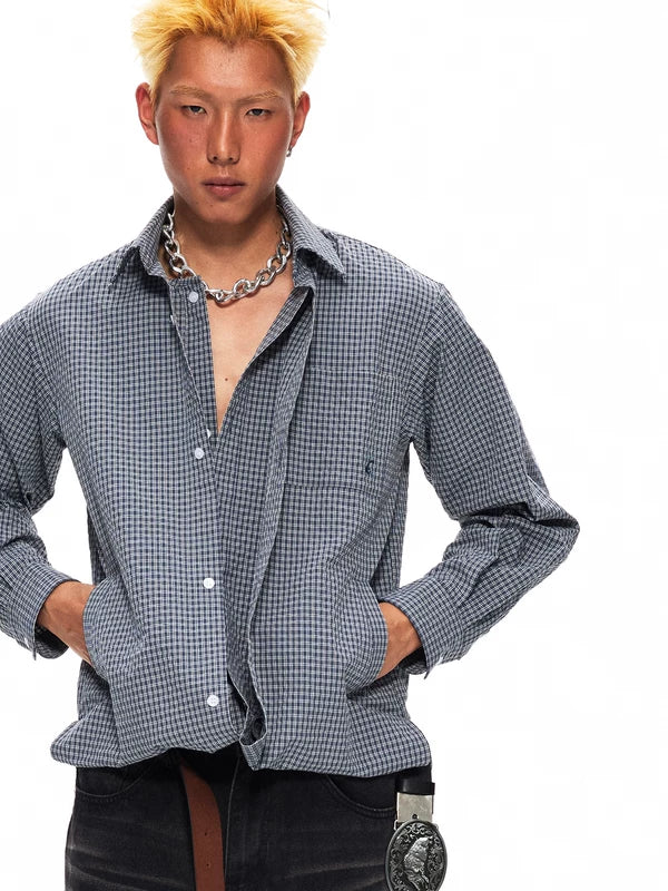 Deconstructed Plaid Loose Fit Shirt 1