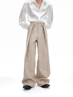 Deconstructed Pleated Straight Leg Pants 2