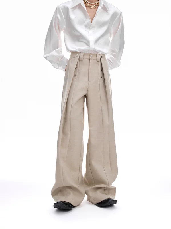 Deconstructed Pleated Straight Leg Pants 2