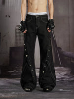 Deconstructed Rivet Detail Flared Denim Pants 1