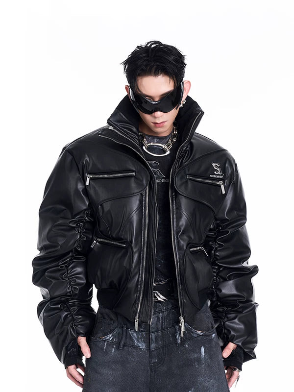 Deconstructed Stand Collar Padded Jacket 2