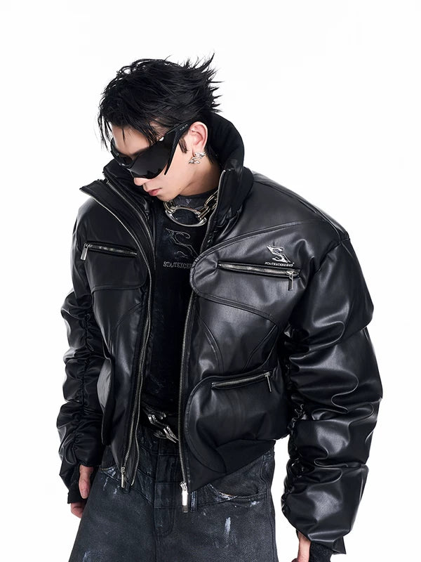 Deconstructed Stand Collar Padded Jacket 3