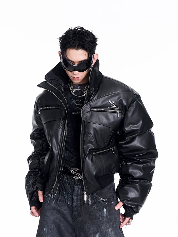 Deconstructed Stand Collar Padded Jacket 4