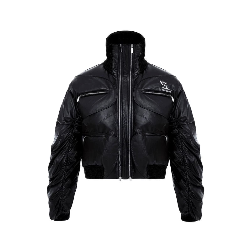 5792230579603,5792230579604,5792230579605, Deconstructed Stand Collar Padded Jacket