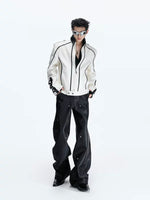 Deconstructed Strappy Leather Motorcycle Jacket 5