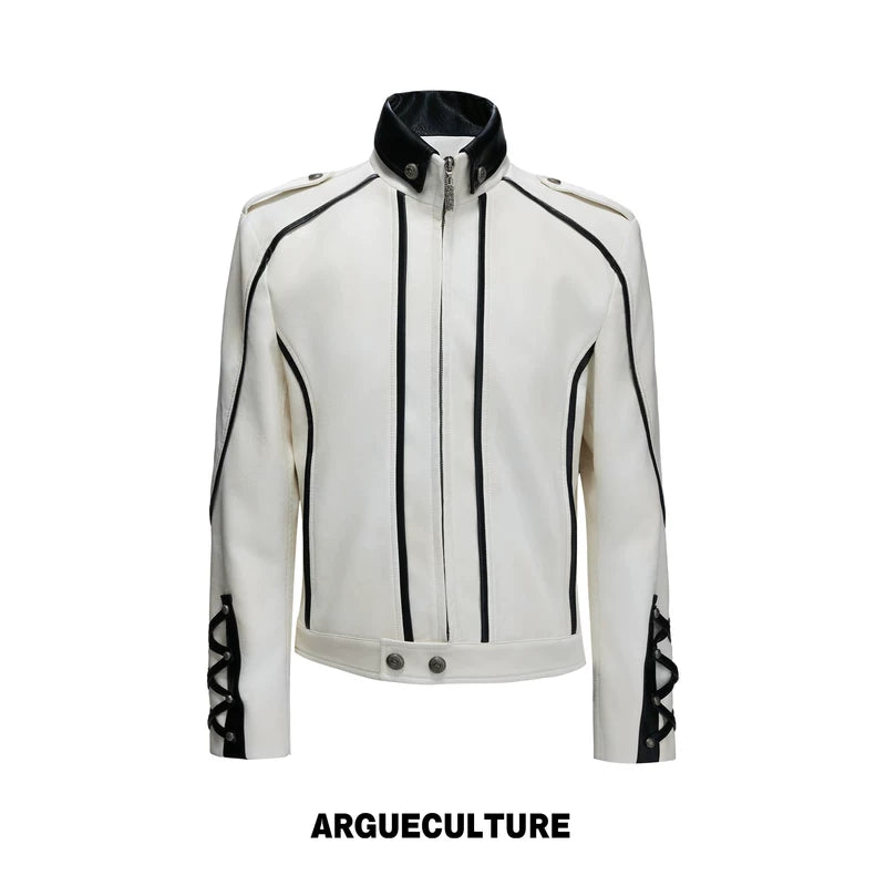 6122016432662,6122016432663,6122016432664, Deconstructed Strappy Leather Motorcycle Jacket