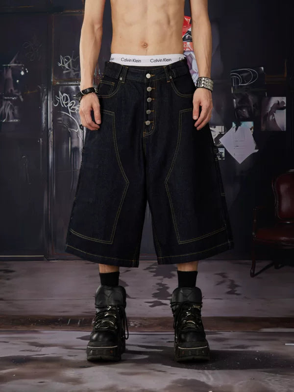 Deconstructed Wide-Leg Denim Pants 1