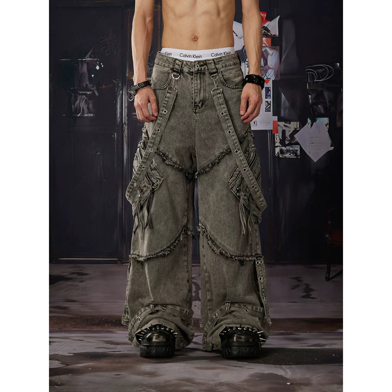 6077642173879,6077642173880,6077642173881,6077642173882, Deconstructed Wide Leg Jeans