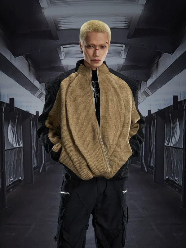 Deconstructed Zip-Up Padded Knit Jacket 2