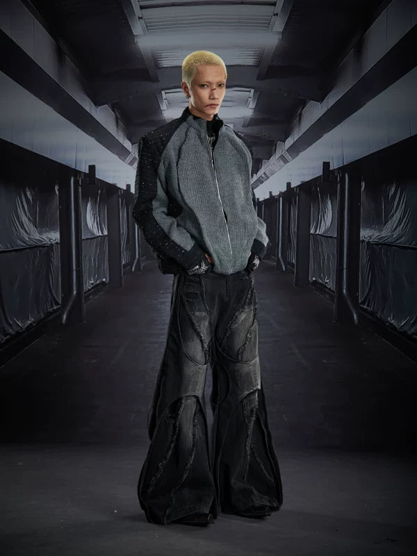 Deconstructed Zip-Up Padded Knit Jacket 4