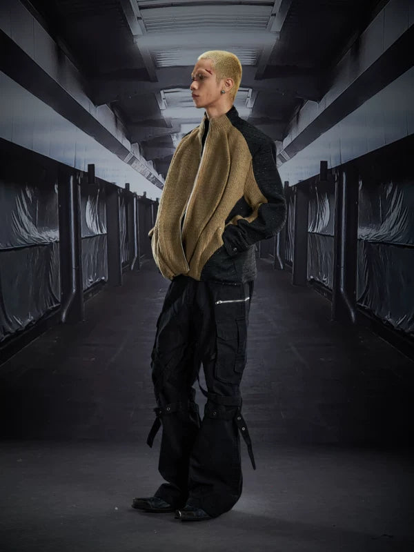 Deconstructed Zip-Up Padded Knit Jacket 5