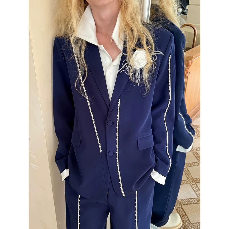 Decorative Stitch Trim Two-Piece Suit Set 2