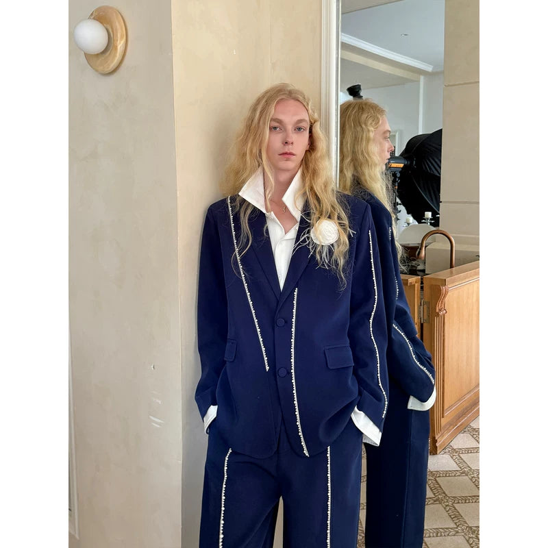 Decorative Stitch Trim Two-Piece Suit Set 3
