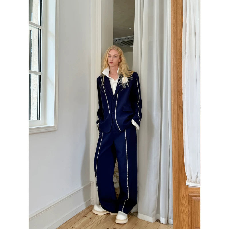 Decorative Stitch Trim Two-Piece Suit Set 4