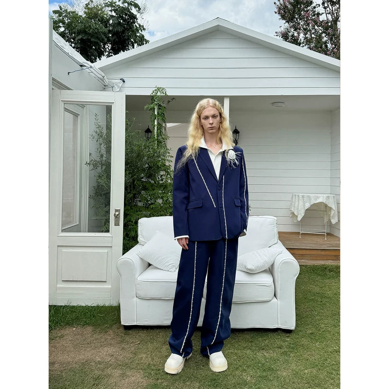 Decorative Stitch Trim Two-Piece Suit Set 5