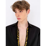 Deep V-Neck Sequin Trim Dress Shirt 2
