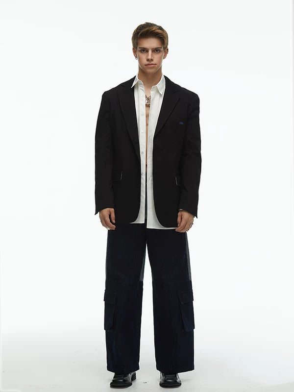 Denim Blazer and Pants Suit Set 5