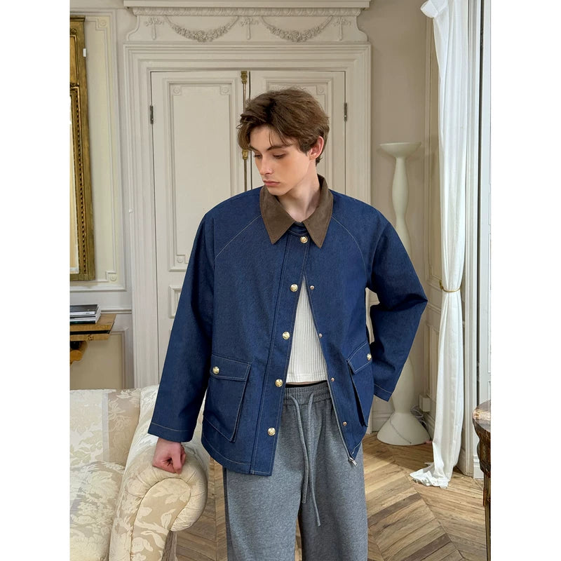Denim Button Front Jacket with Patch Pockets 5