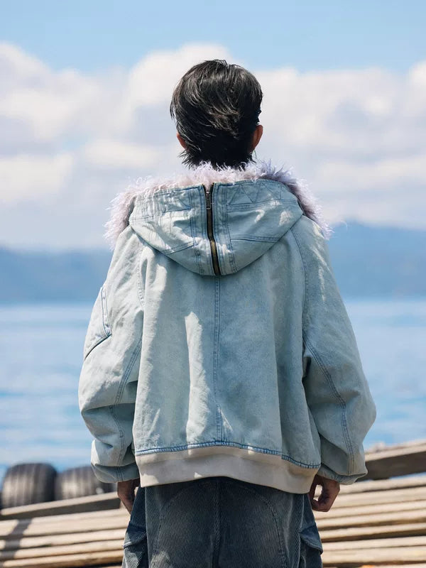 Denim N-2B Bomber Jacket with Faux Fur 2