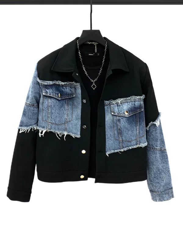 Denim Patchwork Jacket and Pants Set 2