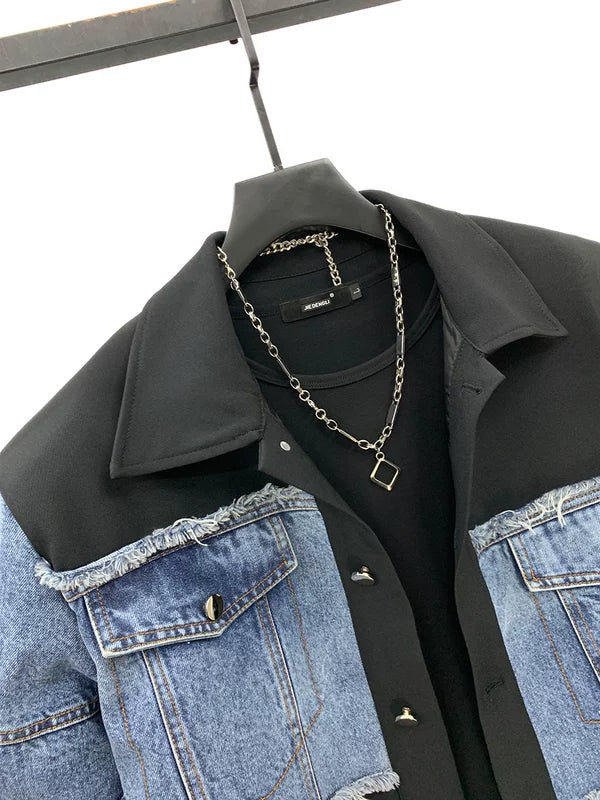 Denim Patchwork Jacket and Pants Set 3