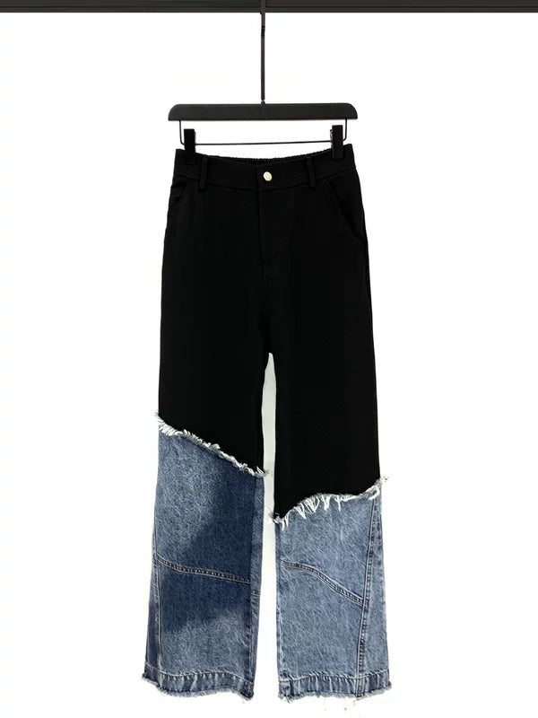 Denim Patchwork Jacket and Pants Set 5