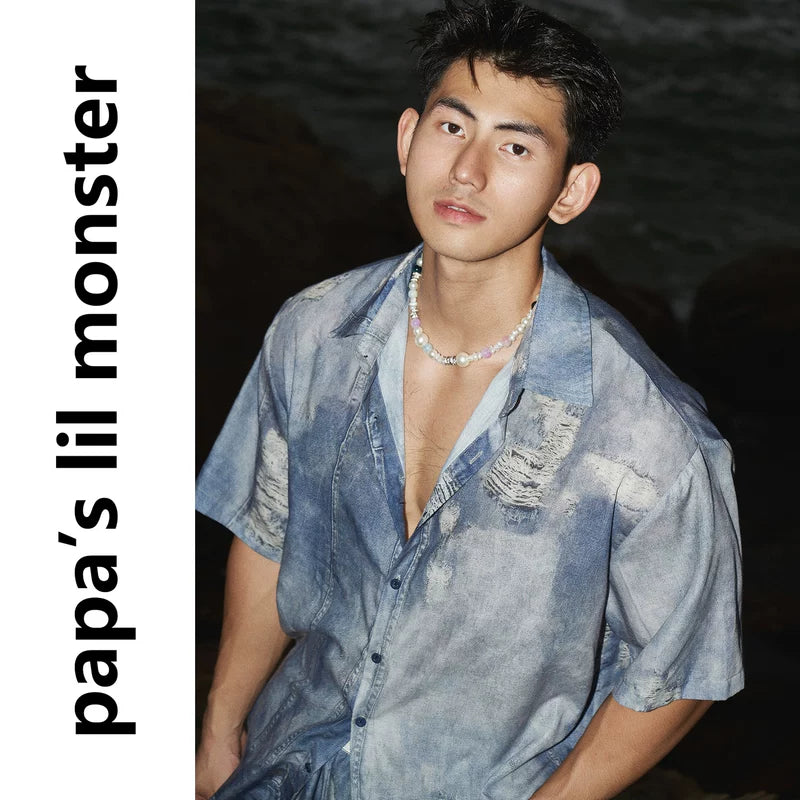 5534061781549,5534061781550,5534061781551,5534061781552, Denim Print Shirt and Shorts Set