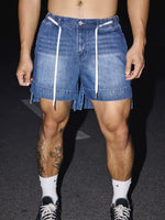 Denim Shorts with Slit Hem 1