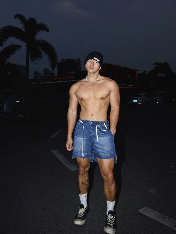 Denim Shorts with Slit Hem 4