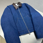 Denim Work Jacket with Shearling Collar 2