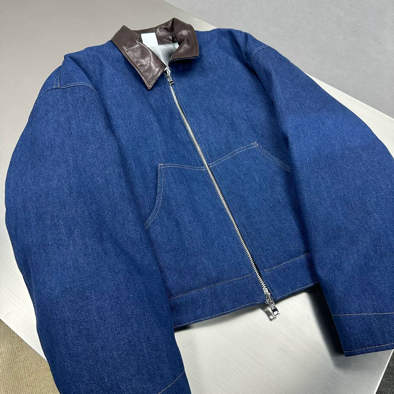 Denim Work Jacket with Shearling Collar 2