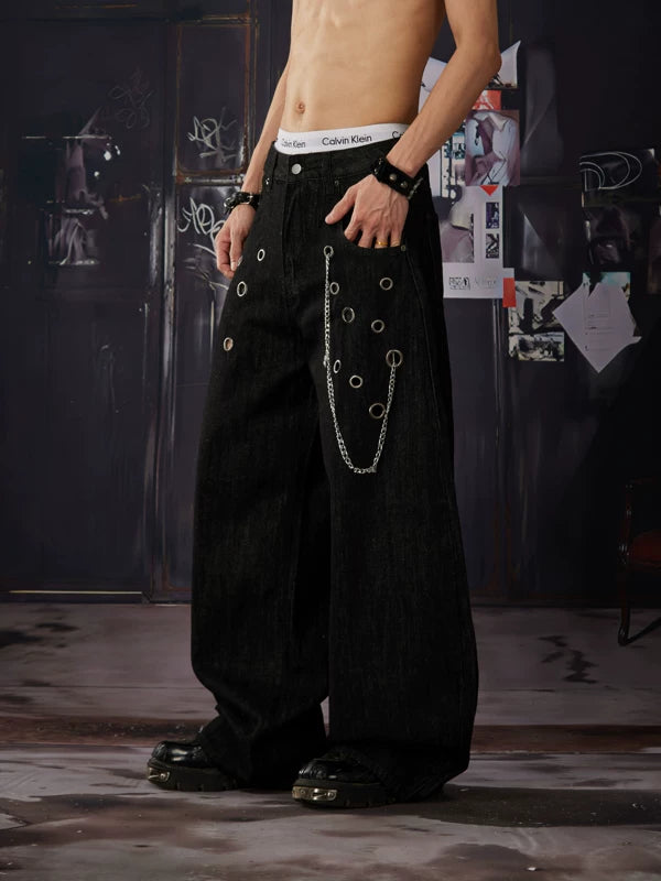 Detachable Chain Wide-Leg Pants 2