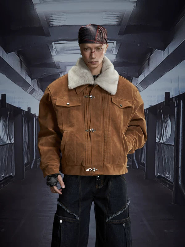 Detachable Faux Fur Collar Fleece Jacket 1