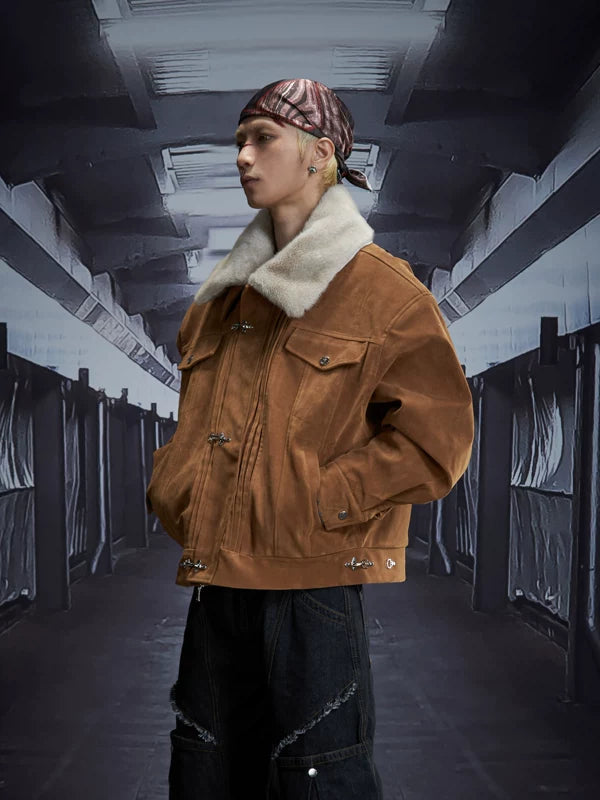 Detachable Faux Fur Collar Fleece Jacket 3