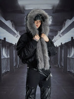 Detachable Faux Fur Collar Short Hooded Jacket 2