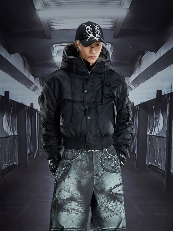Detachable Faux Fur Collar Short Hooded Jacket 3