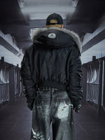 Detachable Faux Fur Collar Short Hooded Jacket 4