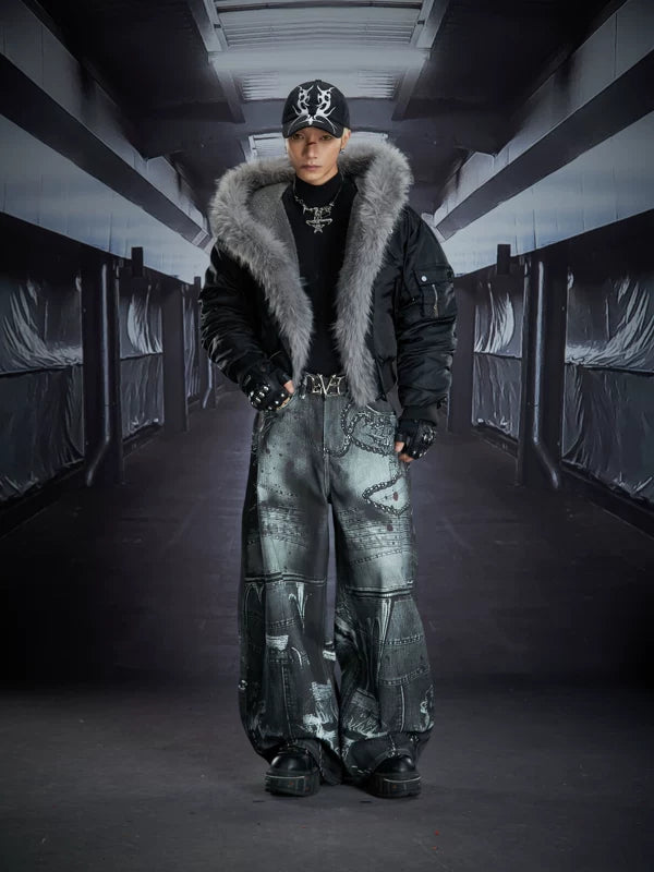 Detachable Faux Fur Collar Short Hooded Jacket 5