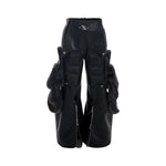 5656449065080,5656449065081,5656449065082,5656449065083, Detachable Fur-Trimmed PU Leather Wide-Leg Pants