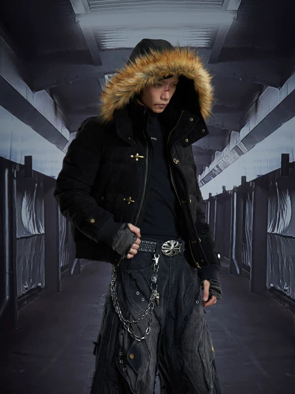 Detachable Hood Suede Stand Collar Jacket 2