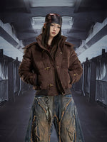 Detachable Hood Suede Stand Collar Jacket 3
