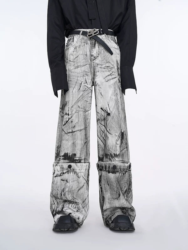 Detachable Wide-Leg Denim Pants 5