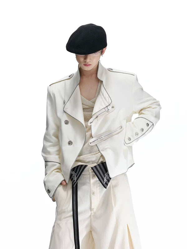 Diagonal Button-Down Short Jacket 1