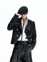 Diagonal Button-Down Short Jacket 2