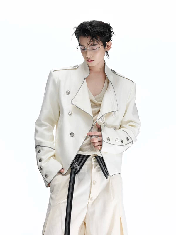 Diagonal Button-Down Short Jacket 4