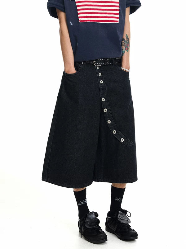 ,6244621863319,6244621863320,6244621863321,6244621863322, Diagonal Button Loose Wide-Leg Denim Pants